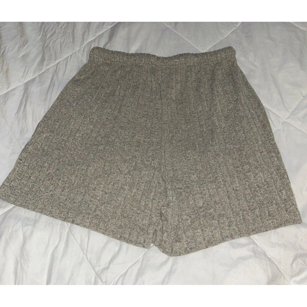 Small Gray Ribbed Lounge Drawstring Shorts With Pockets - Picture 6 of 8